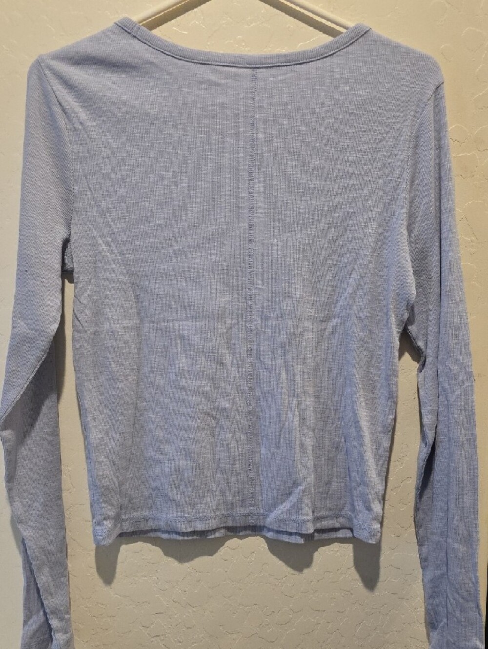 Avenue Road Ribbed Long-Sleeve Crewneck Top - Pale Blue - Picture 4 of 5